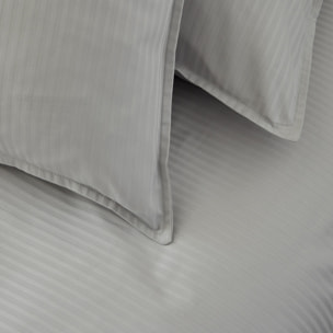Parure de lit Housse de couette + Taie carrée en satin de coton, GRAND HÔTEL, Gris Zinc
