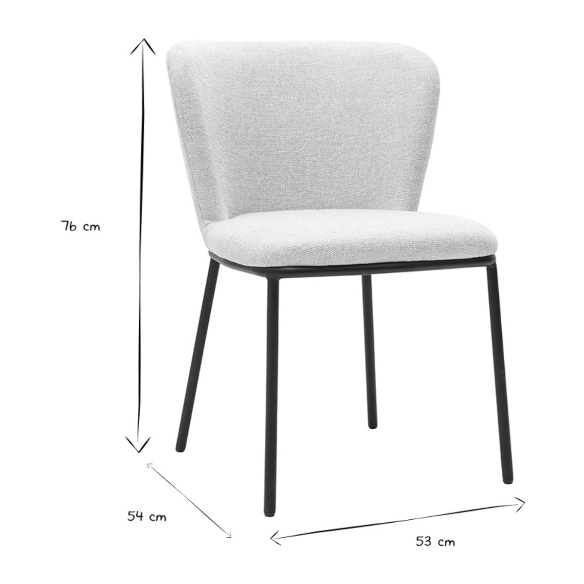 Chaises en tissu effet velours texturé beige et métal noir (lot de 2) LISOR