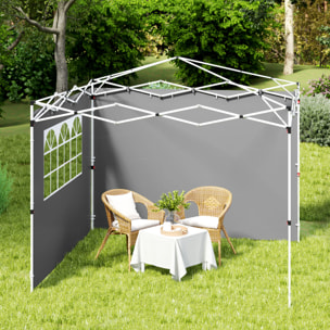 Parois latérales pour tonnelle 3x3m avec fenêtre polyester gris clair