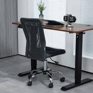 Chaise de bureau ergonomique hauteur réglable piètement chromé pivotant 360° revêtement gris foncé