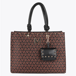 Borsa Monogramma Jacquard con Manici Effetto Pelle e Portafoglio