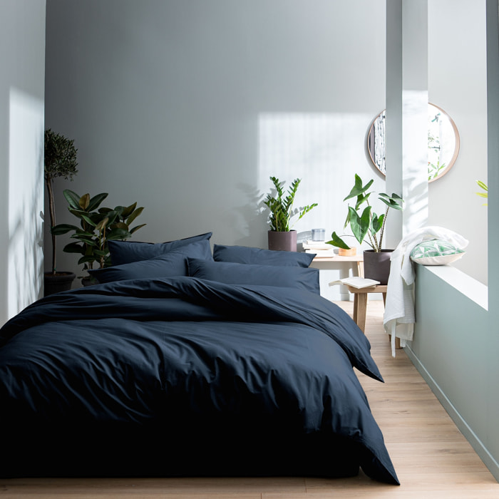 Parure de lit unie en coton taies à volant, COTON LAVÉ