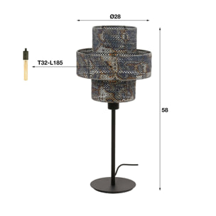Lampe d'ambiance avec abat-jour frise métallique TRIBECA