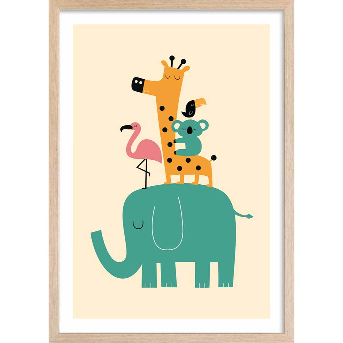 Affiche enfant pyramide des amis  Affiche + cadre en bois - Chêne