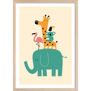 Affiche enfant pyramide des amis  Affiche + cadre en bois - Chêne