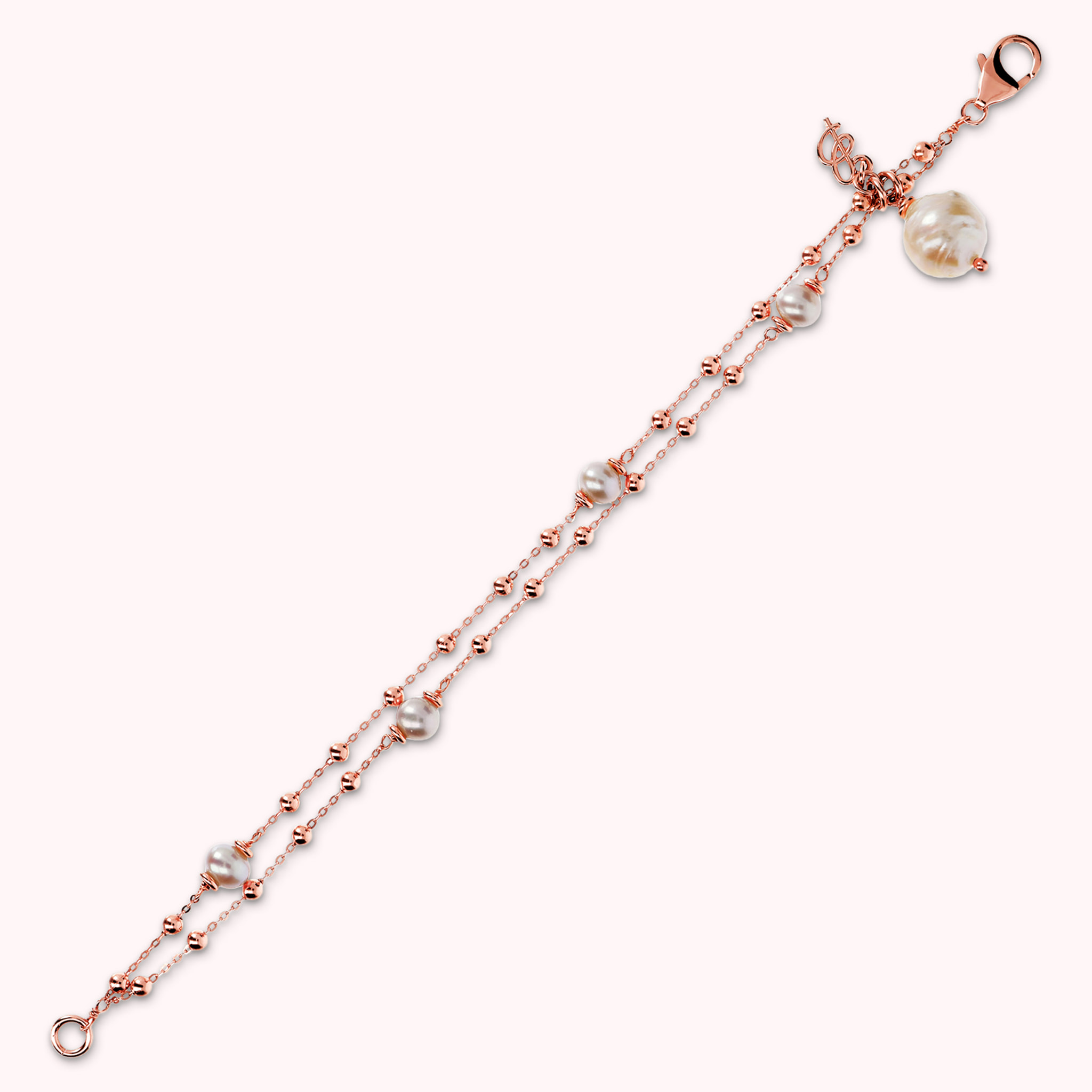 Bracciale Rosario Multifilo con Sfere e Perle Ming Coltivate d'Acqua Dolce