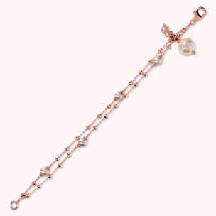 Bracciale Rosario Multifilo con Sfere e Perle Ming Coltivate d'Acqua Dolce