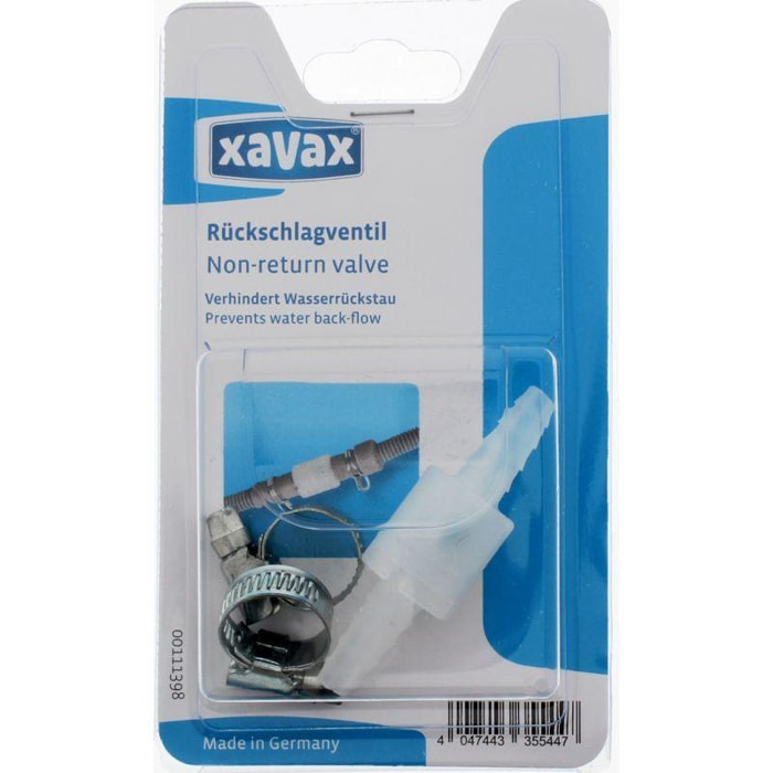 Clapet anti-retour XAVAX jusqu'à 10 mm de diamètre