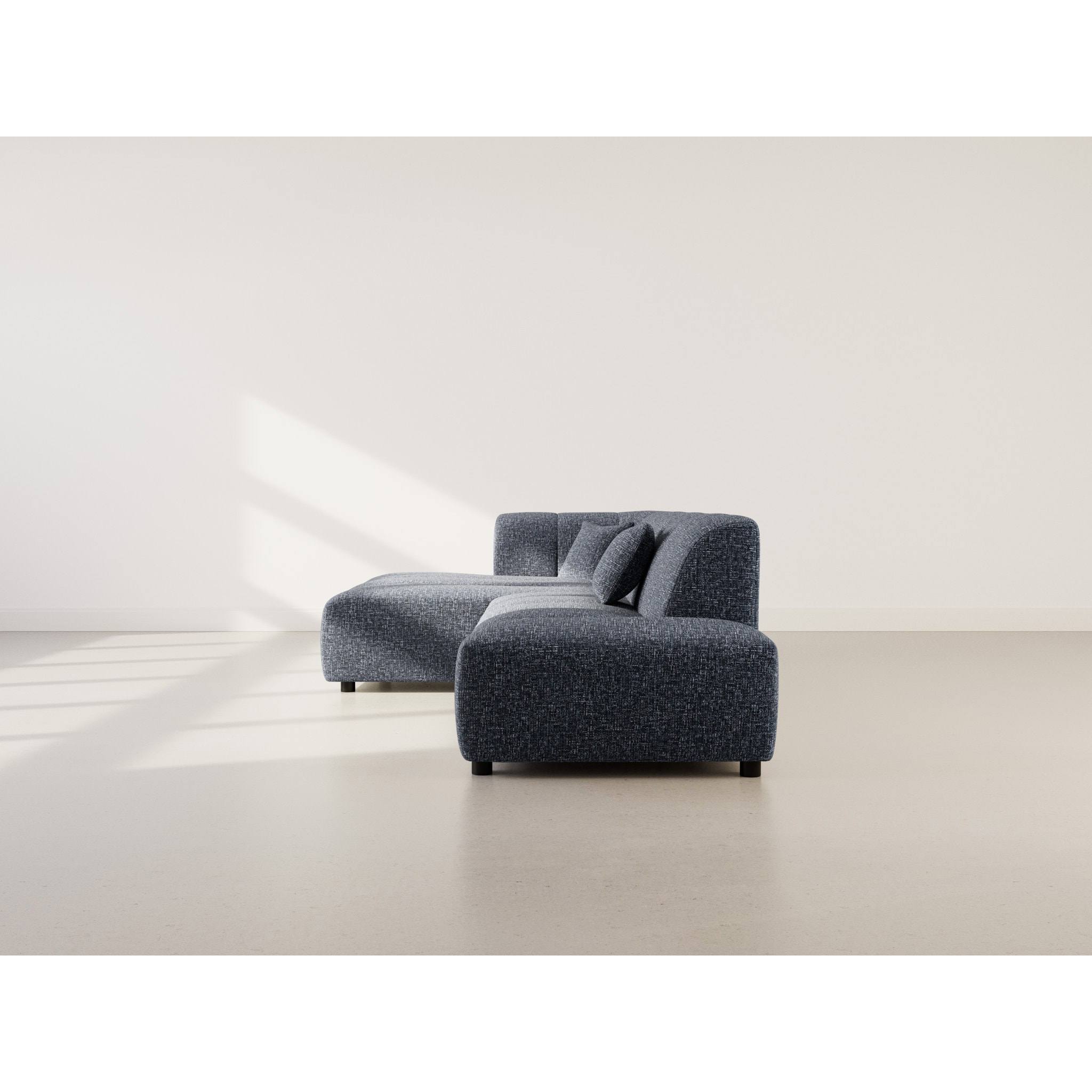 Curtis - canapé d'angle gauche 4 places sans accoudoir en tissu texturé - Bleu