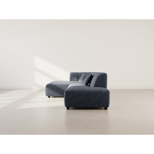 Curtis - canapé d'angle gauche 4 places sans accoudoir en tissu texturé - Bleu