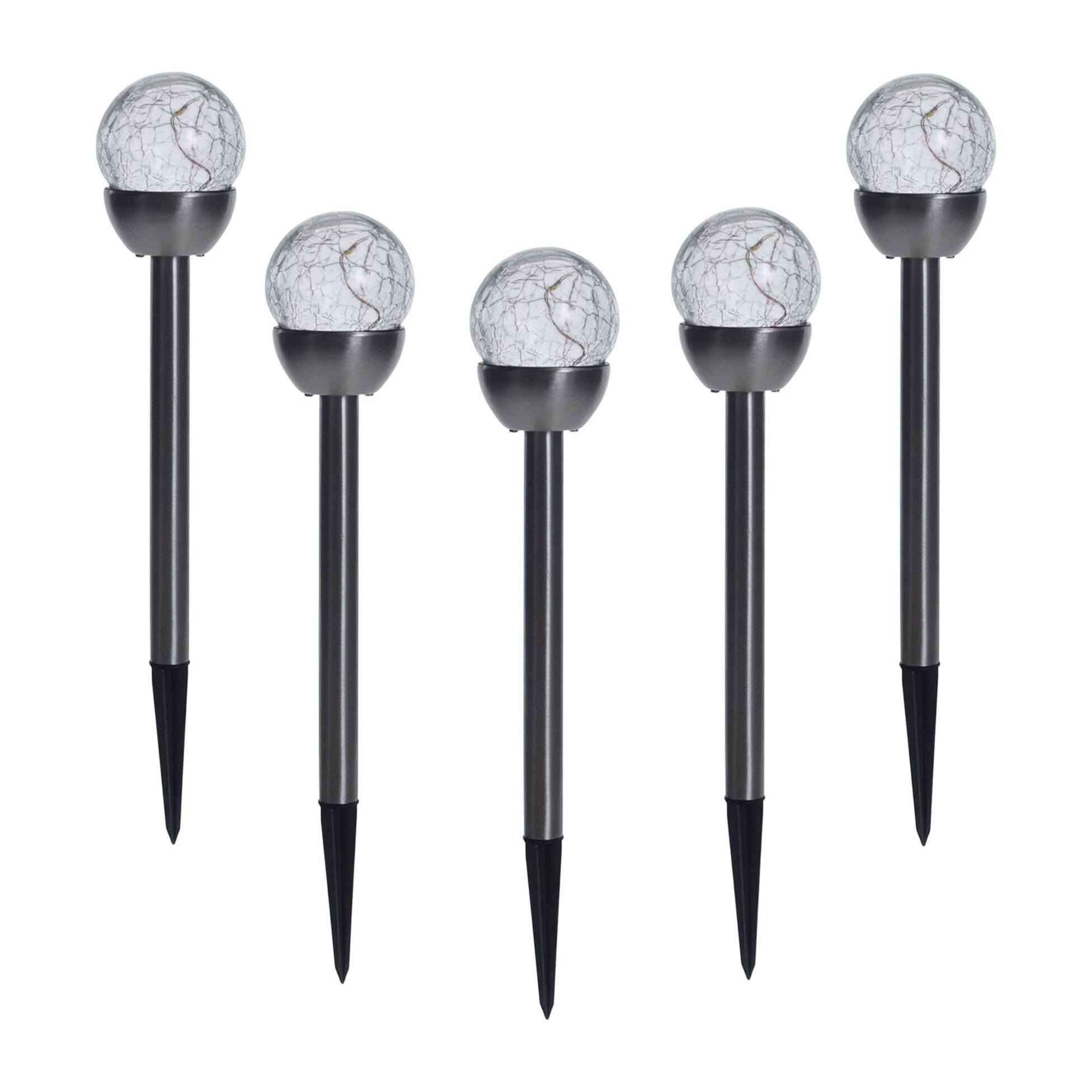 Well Home Juego de 5 luces solares en acero inoxidable Ø6cm