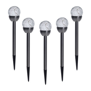 Well Home Juego de 5 luces solares en acero inoxidable Ø6cm