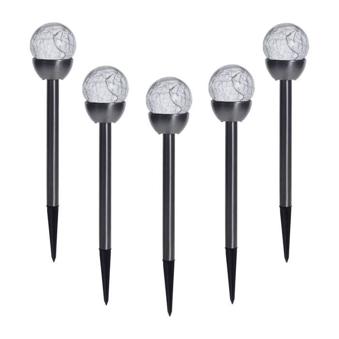 Well Home Juego de 5 luces solares en acero inoxidable Ø6cm