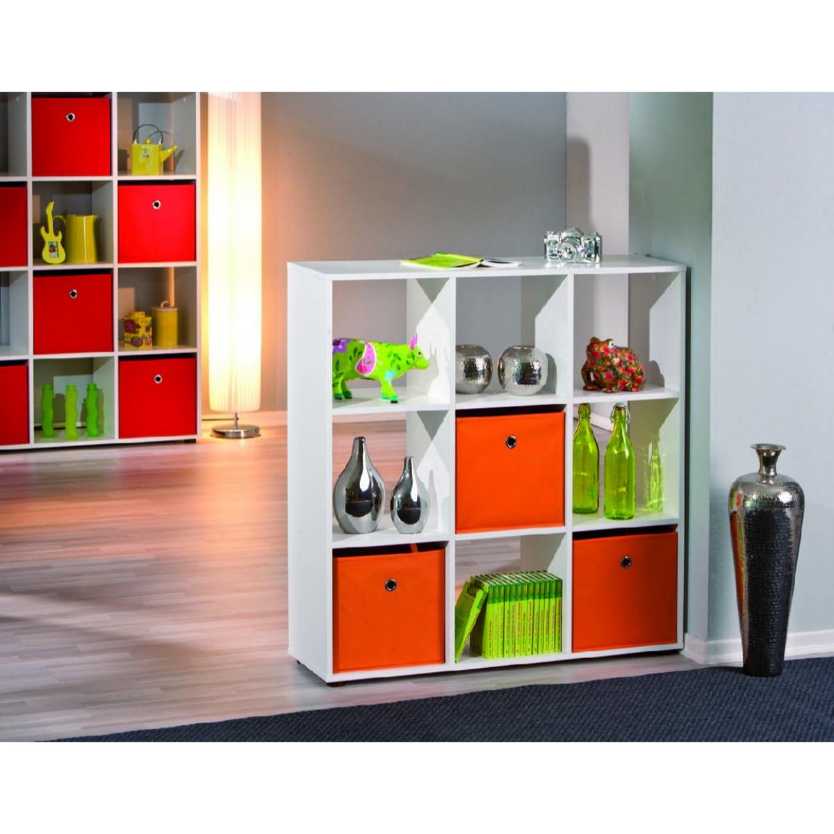 Libreria in laminato con nove vani, colore bianco, 104,5 x 109 x 33.