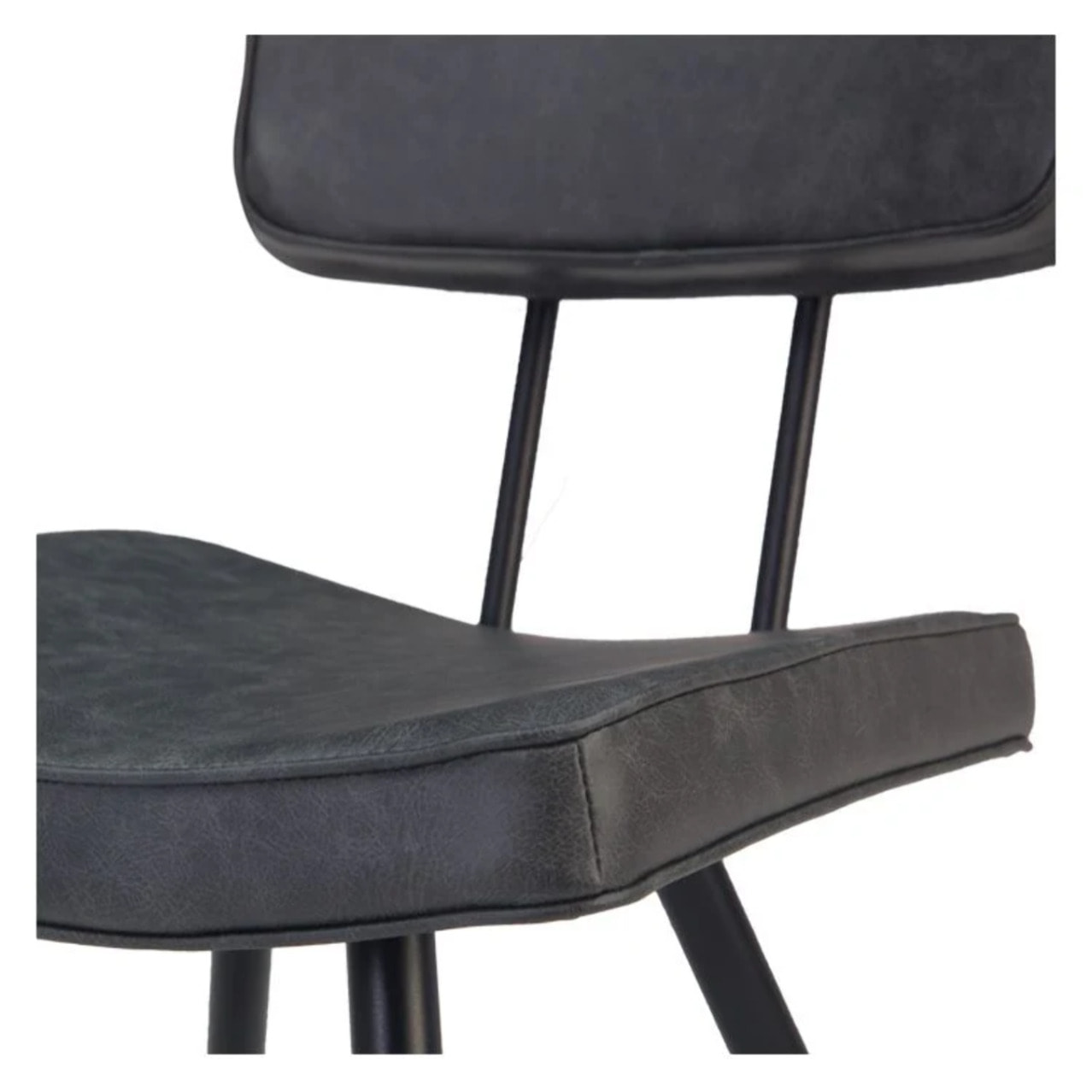 Lot de 2 chaises en cuir synthétique gris / noir - Texas