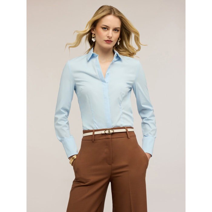 Motivi - Camicia in popeline di misto cotone - Azzurro