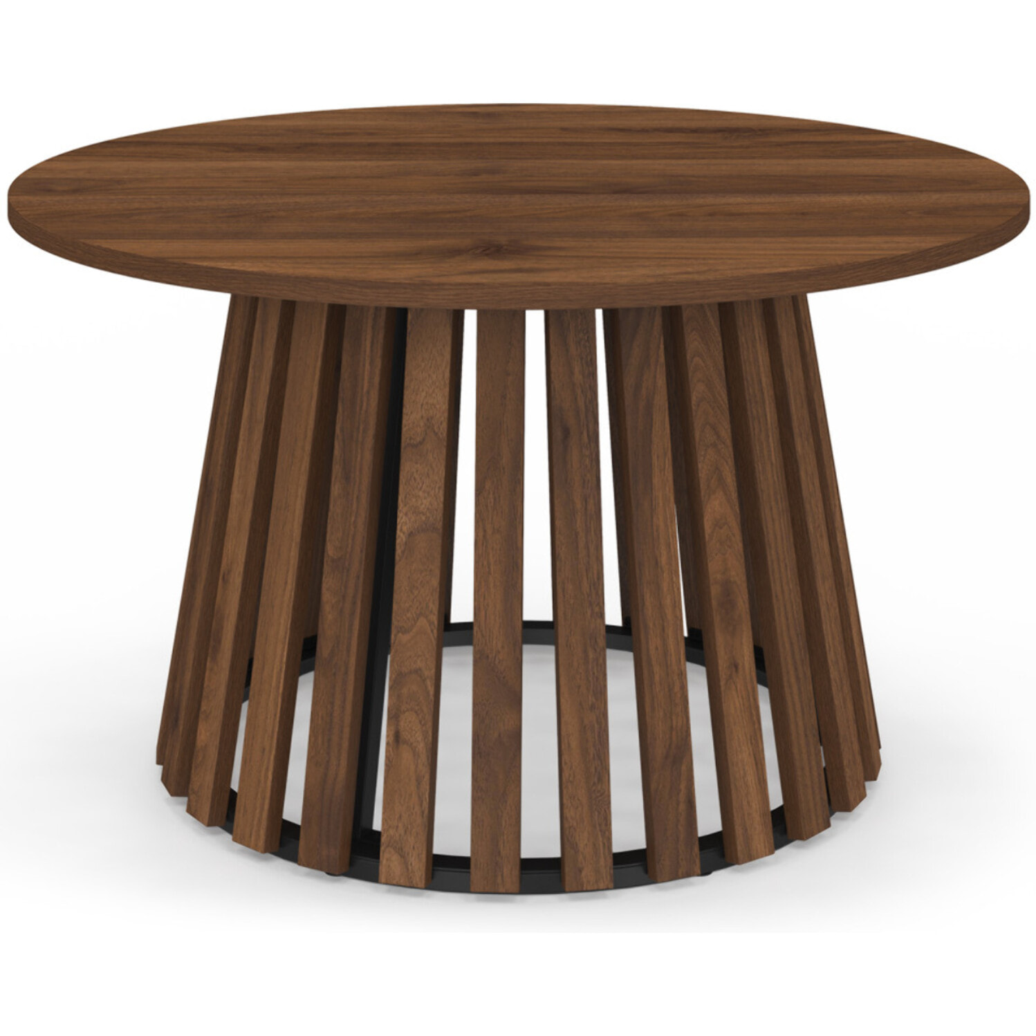 Table basse ronde Camélia pieds lattes effet noyer Ø70cm