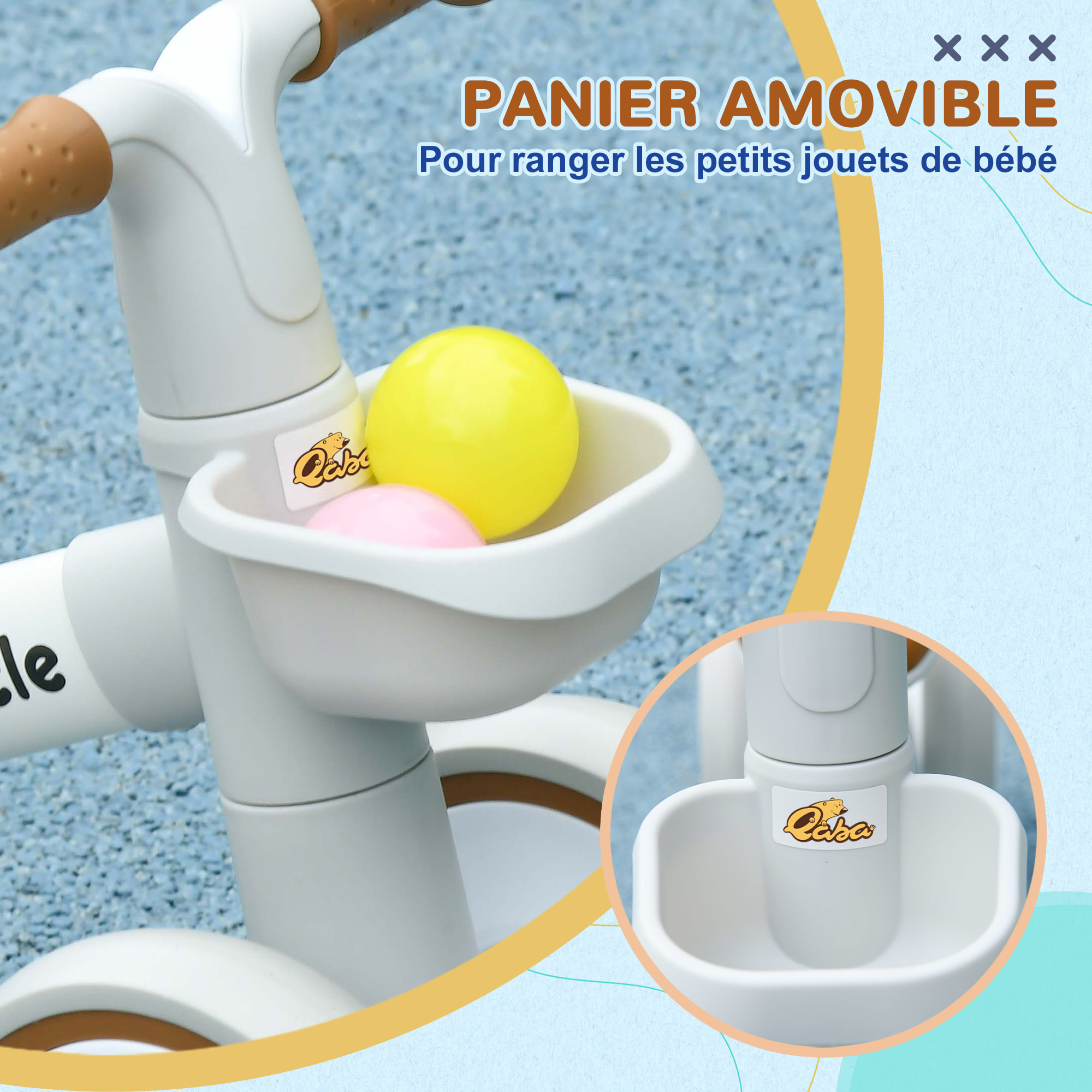 Draisienne enfant 4 roues évolutive - porteur - selle réglable, guidon ergonomique - cadre alu roues EVA marron