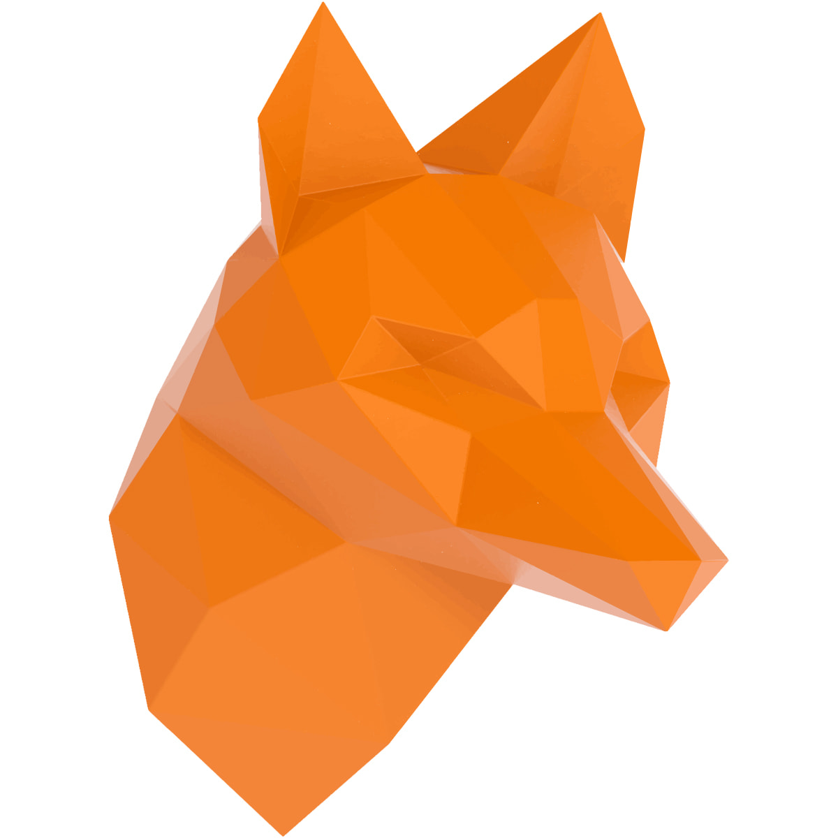 Stickers muraux 3D | Sticker Mural Autocollant effet origami 3D renard orange de profil - Stickers adhésifs 3D Chambre Salon Trompe l'oeil