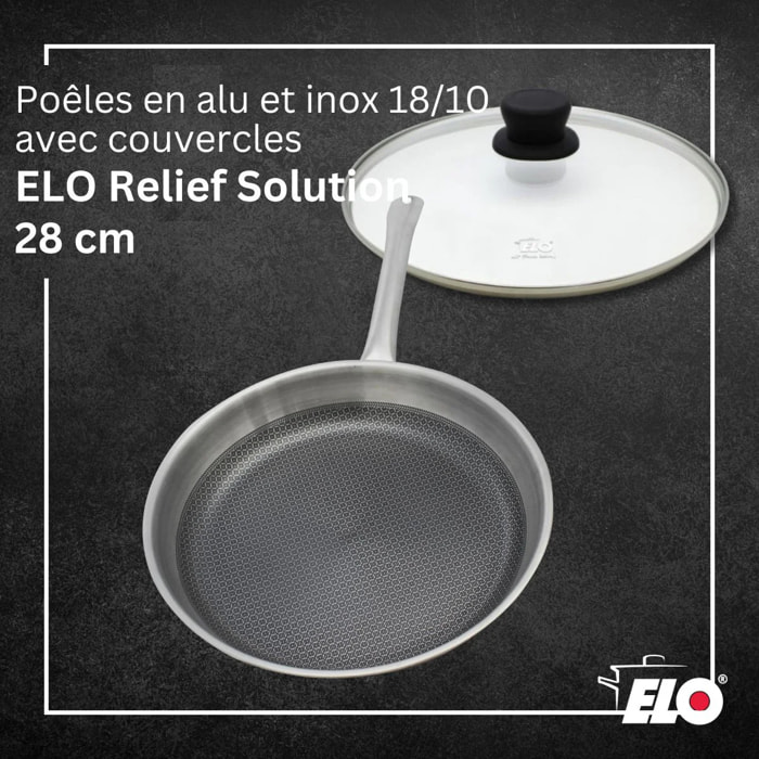 Poêle de 28 cm avec couvercle Elo Relief Solution sans PFAS