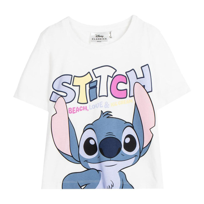 Camiseta de Manga Corta Stitch - Color Blanco - Talla 8A