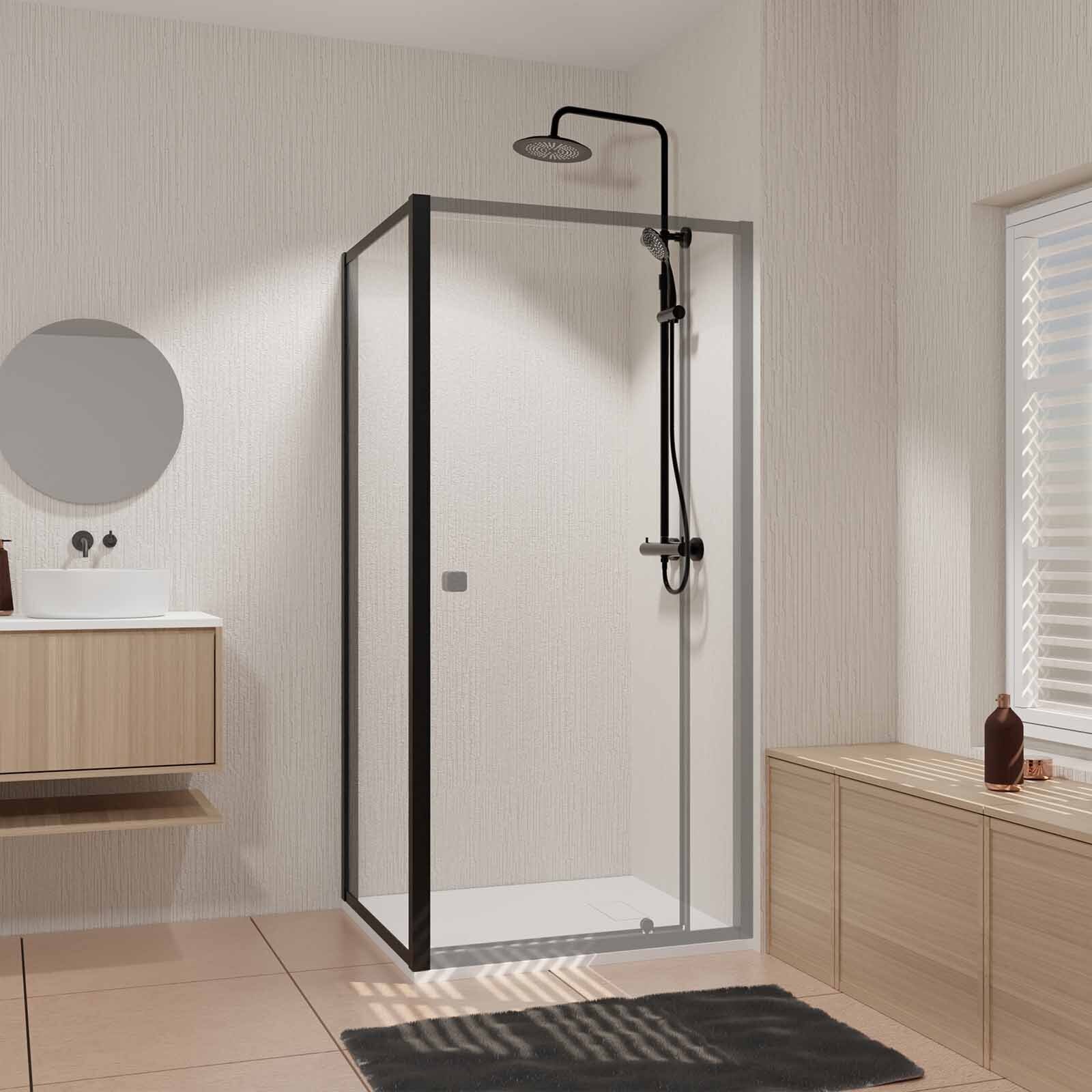 Paroi Retour porte de douche Noir 80x185cm - BLACK SLIDE