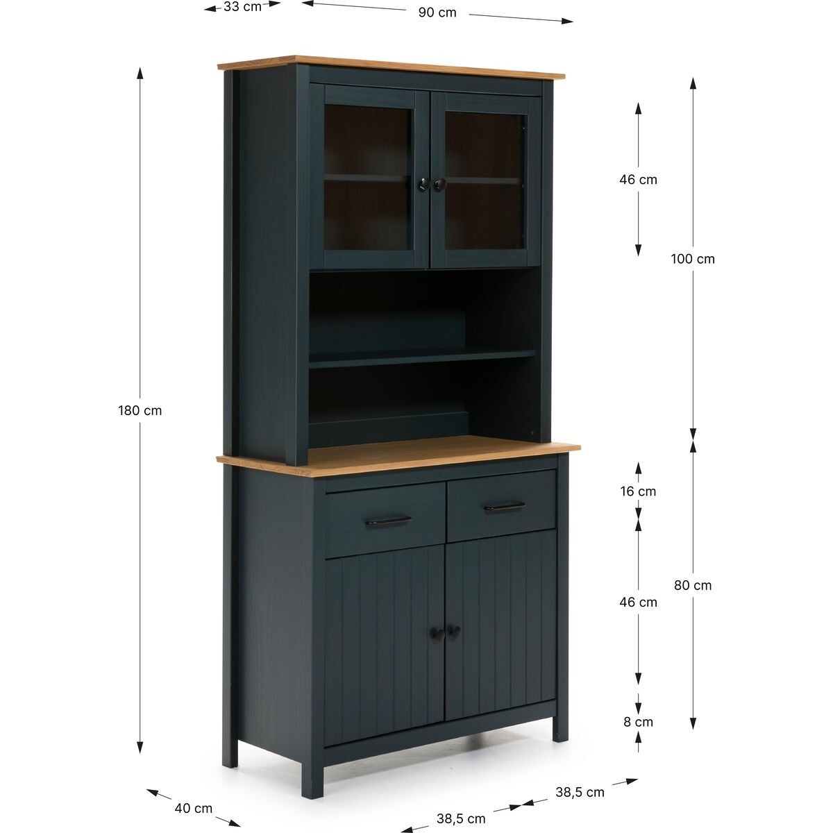 Vaisselier 4 portes 2 tiroirs en bois massif - IDA