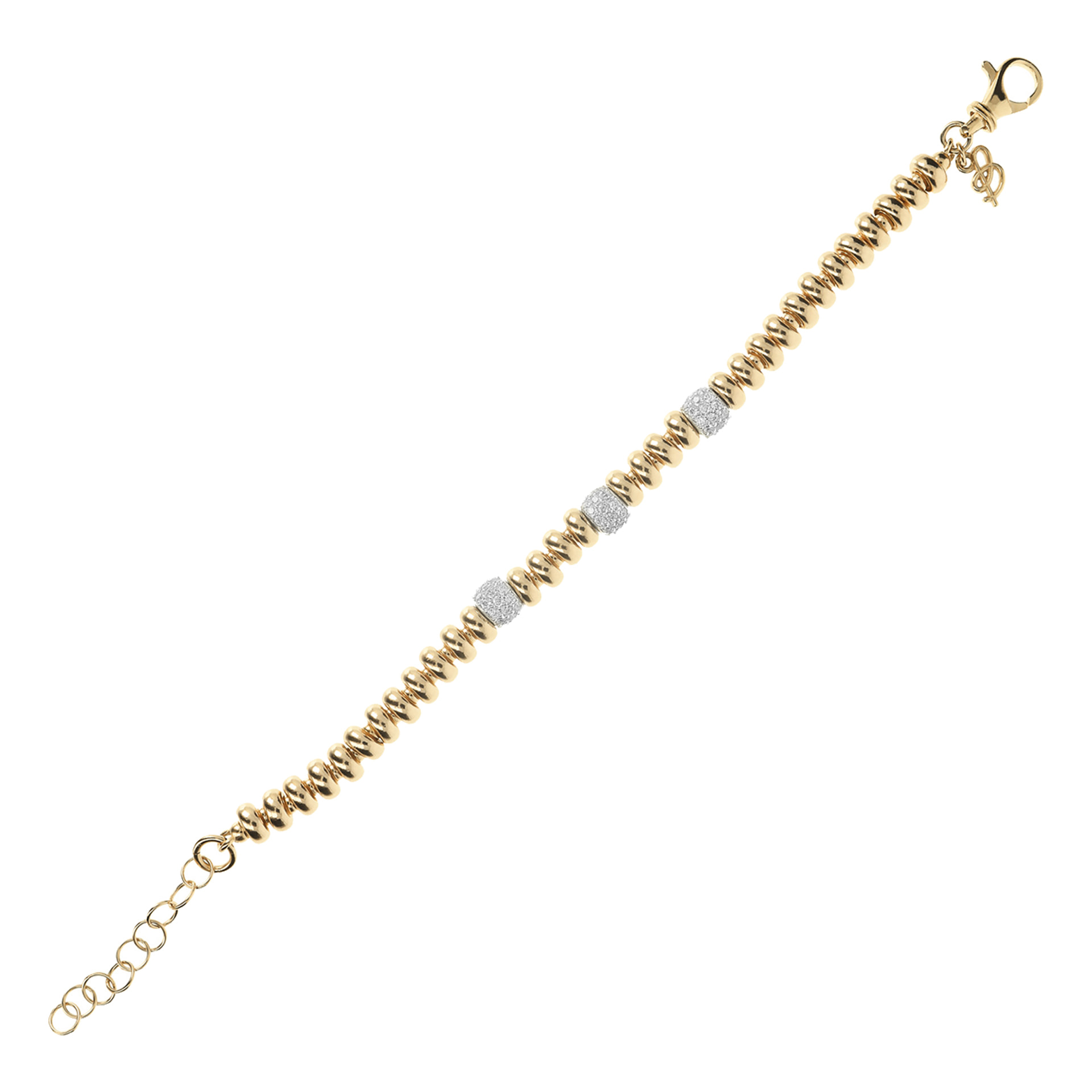 Bracciale Golden con Rondelle Alternate a Elementi Pavé in Cubic Zirconia