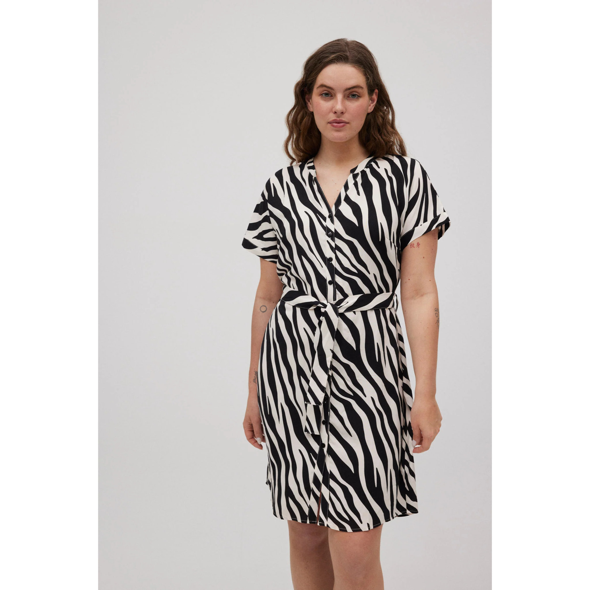 Abito chemisier midi con stampa animalier