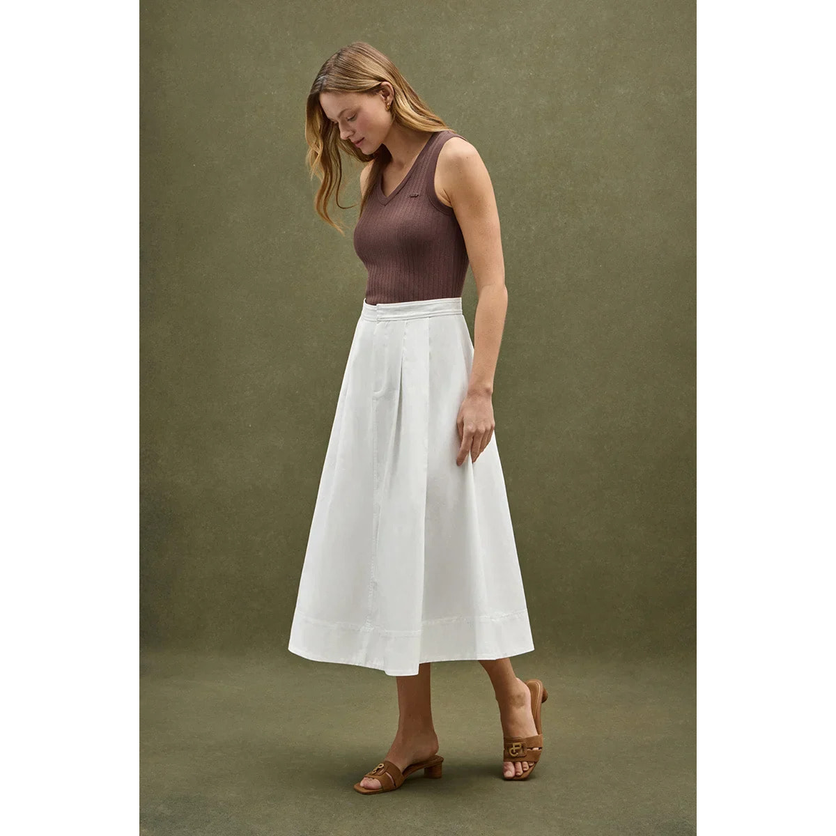 Falda blanca con pliegues Polo Club