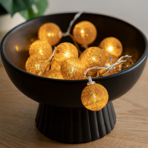 Guirlande LED à pile 16 boules - jaune ocre - L255 cm