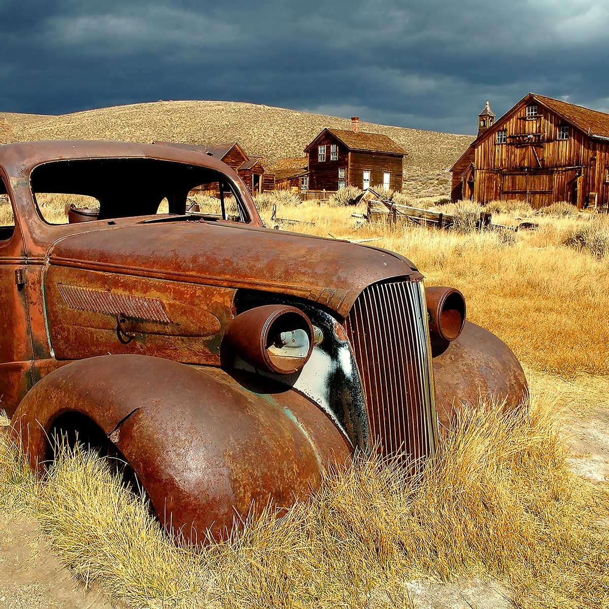 Tableau voiture ancienne champ de blé Toile imprimée