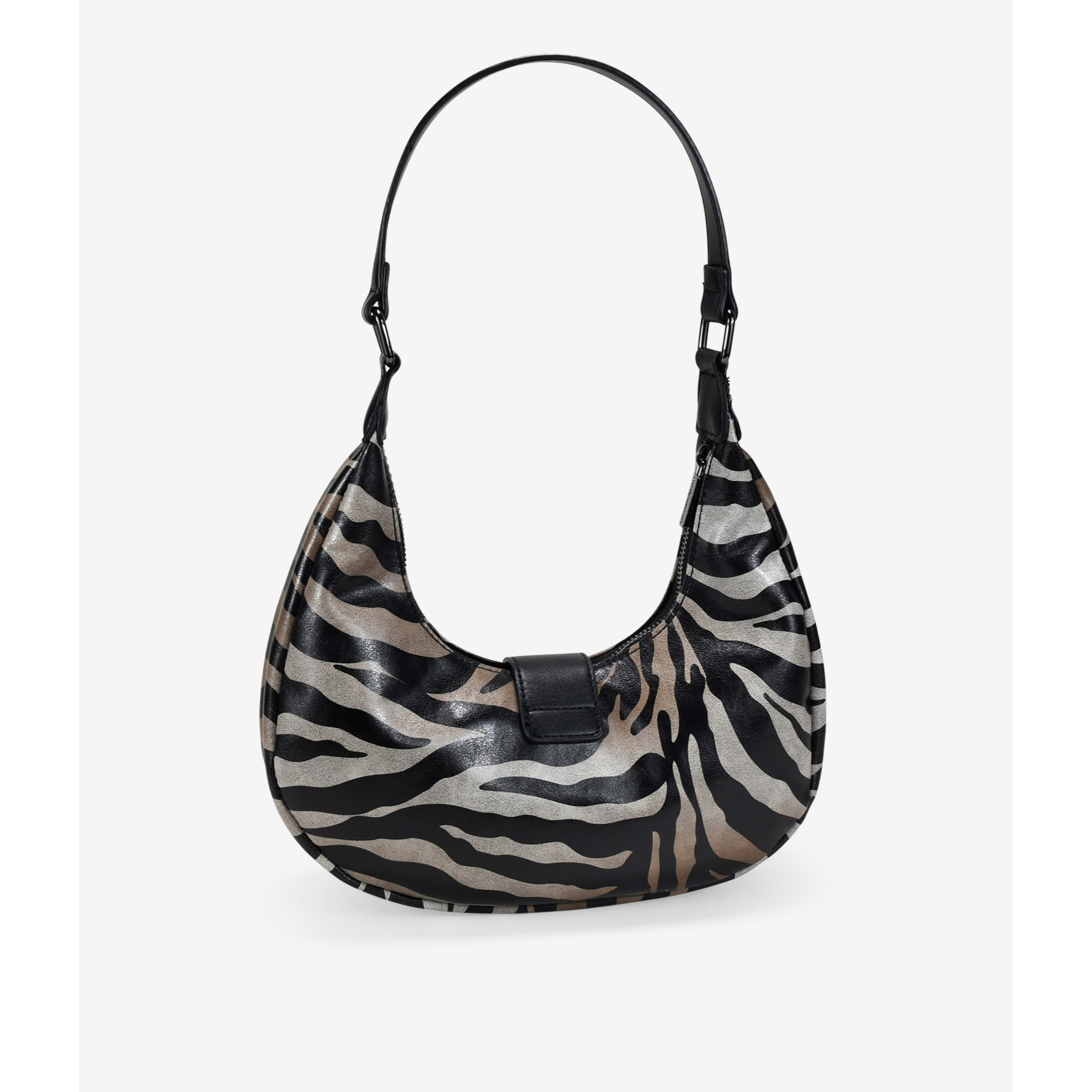 Bolso de hombro cebra con solapa y hebilla