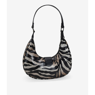 Bolso de hombro cebra con solapa y hebilla