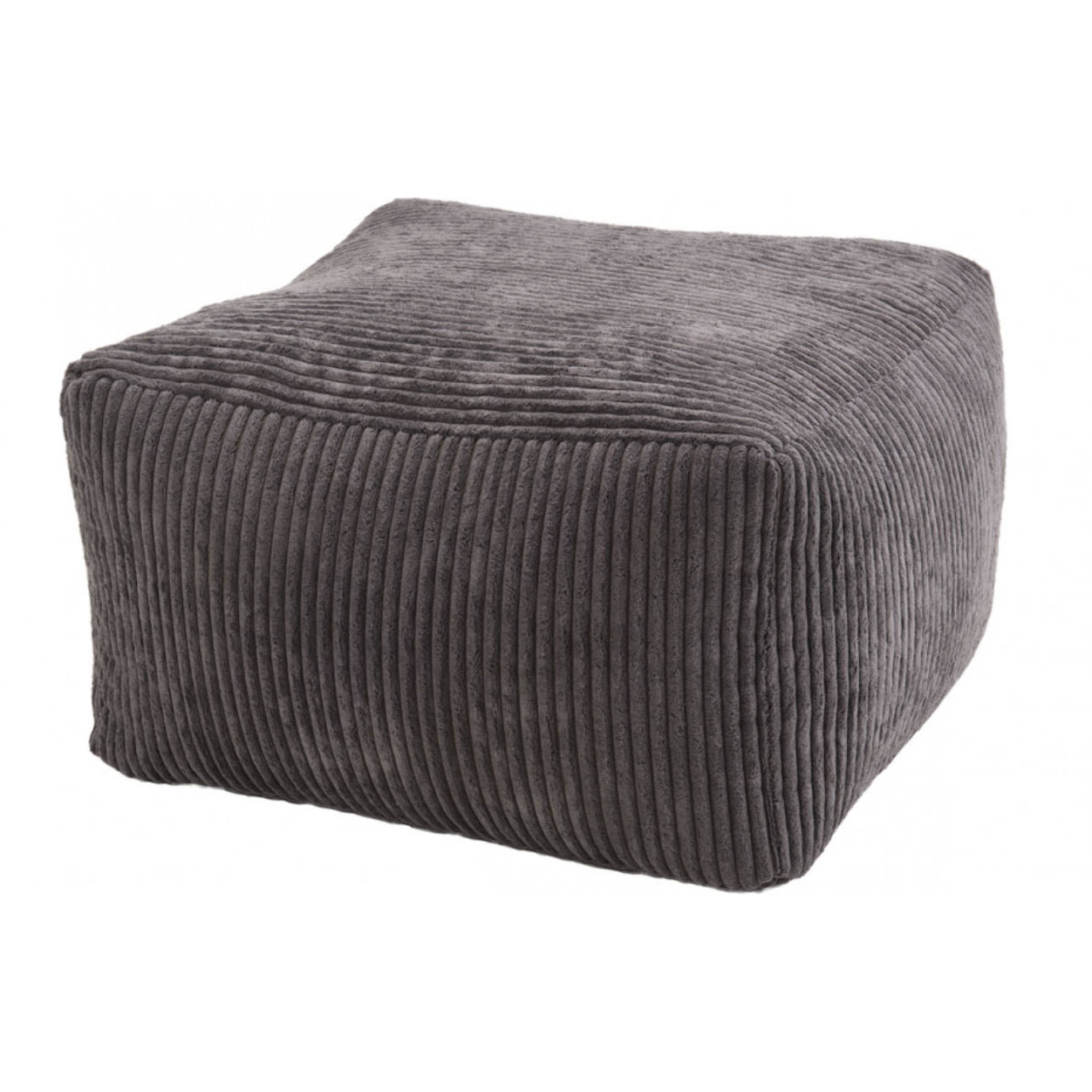 ALBANE - Pouf carré 57x57cm tissu velours côtelé gris anthracite