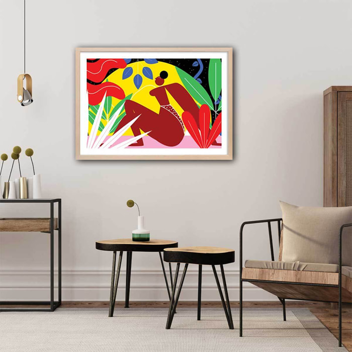 Affiche collage all be feminist Affiche + cadre en bois - Chêne