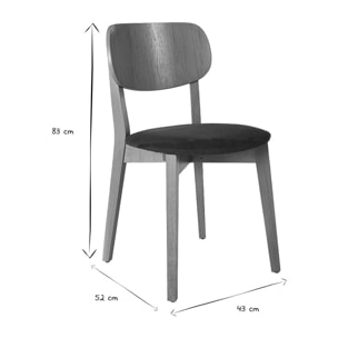 Chaises vintage en bois clair chêne et tissu effet velours texturé vert kaki (lot de 2) LUCIA