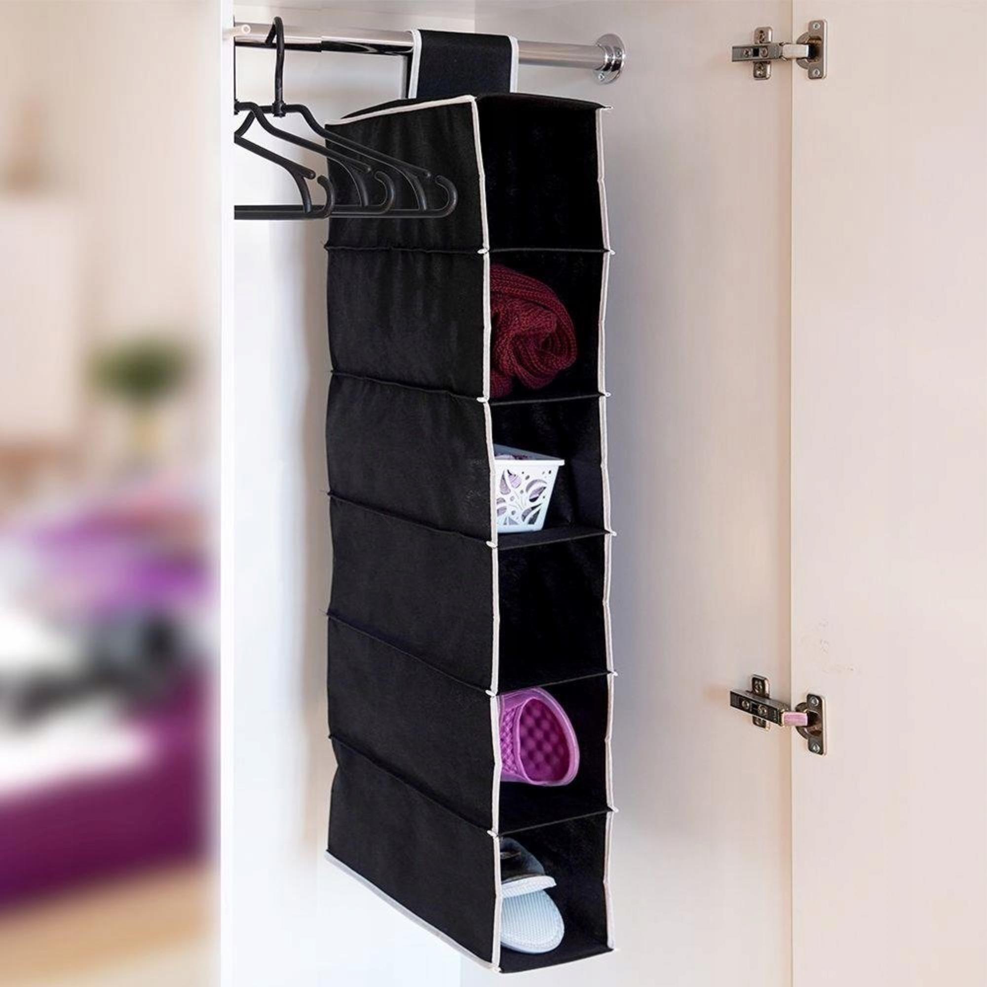 Well home organizador colgante de almacenamiento con 6 compartimentos 15x30xh84cm negro con ribetes blancos