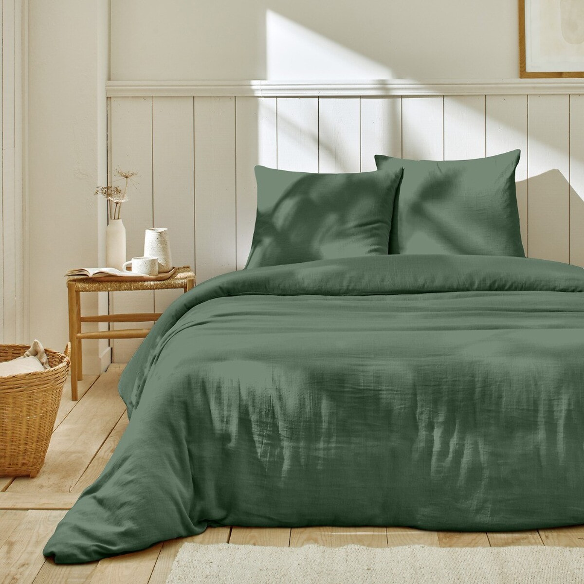 Housse de couette gaze de coton vert
