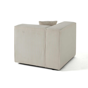 Arty - module d'assise gauche - en velours côtelé - Beige