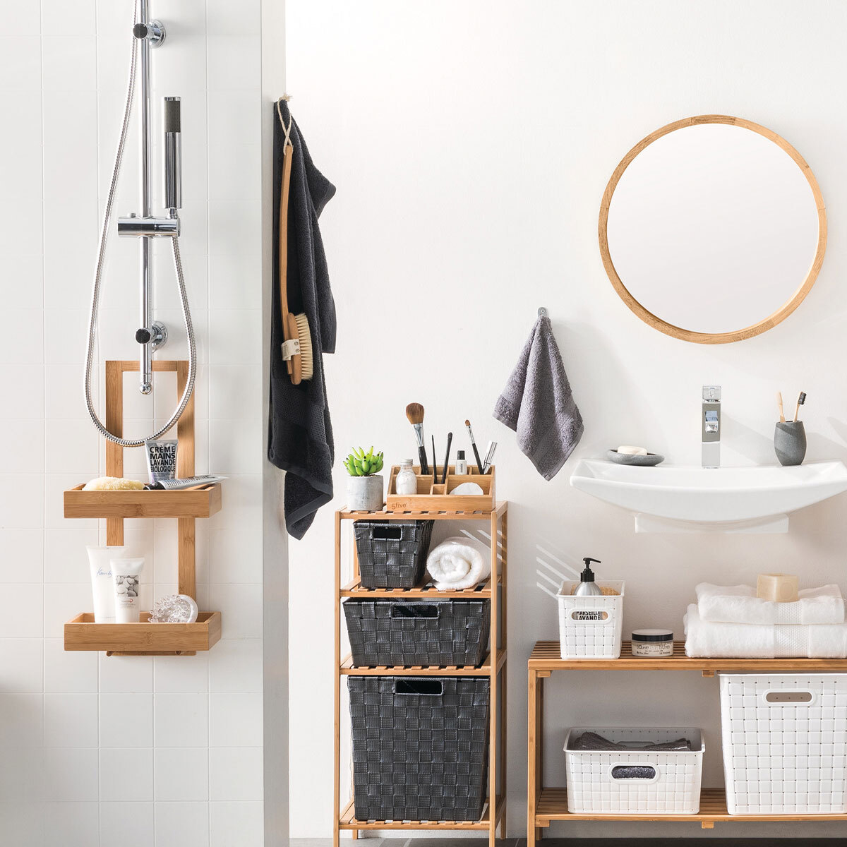 Serviteur de douche 2 niveaux bambou