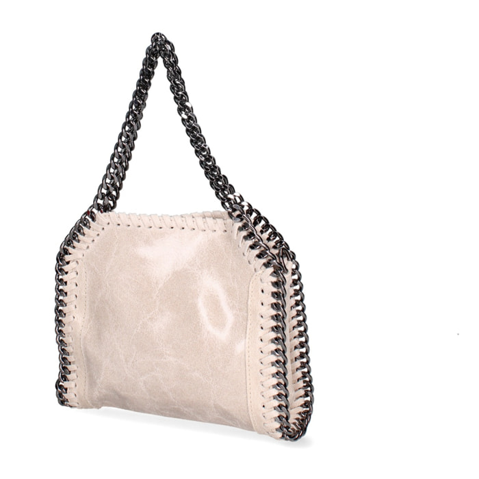 Borsa a mano da donna Made in Italy - Modello Zefira Chic - Pelle scamosciata stampata - 23.0 x 20.0 x 7.0 cm
