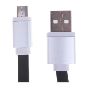 CABLE MICRO USB A USB NEGRO/PLATA