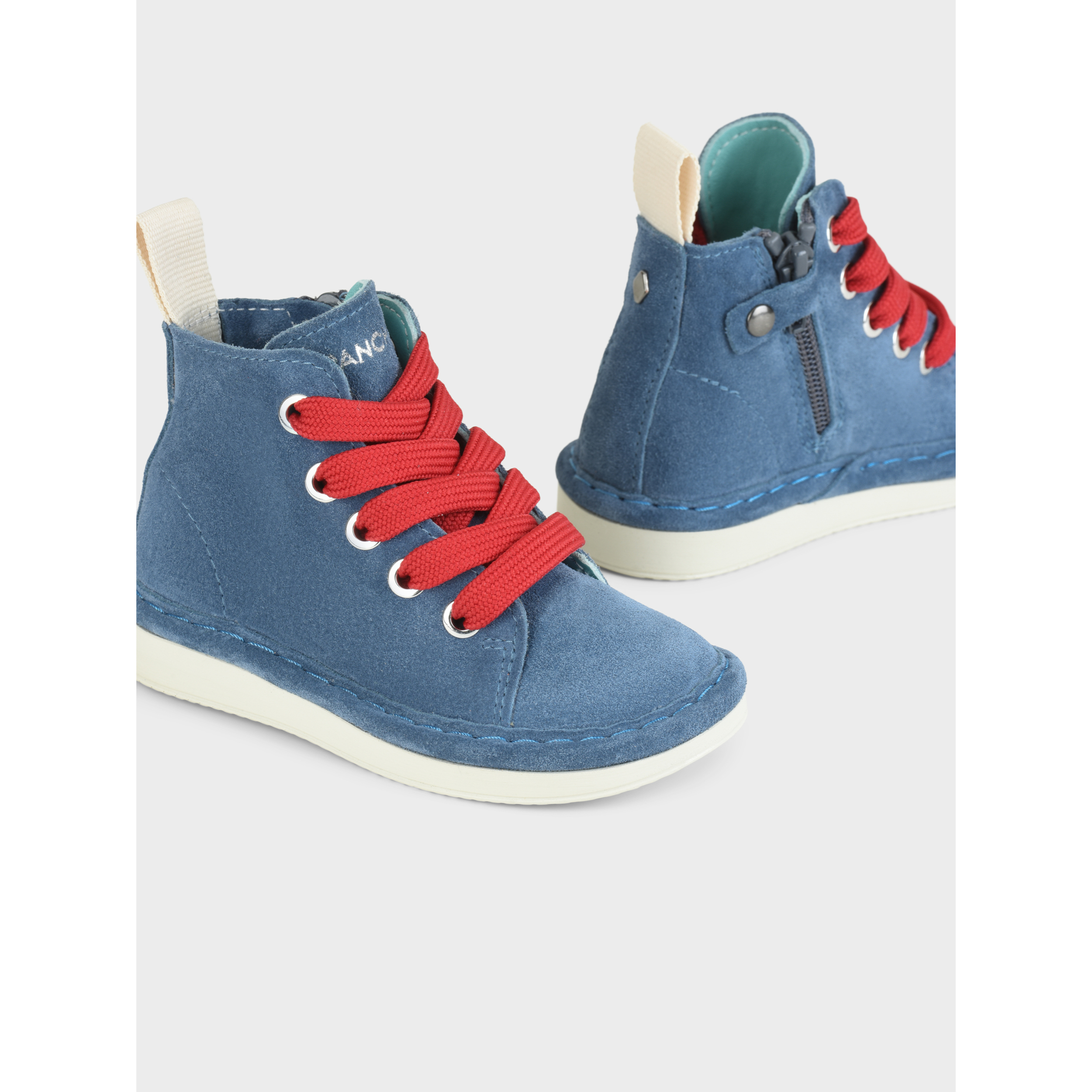 POLACCHINO P01 BIMBO IN SUEDE BLUE-ROSSO