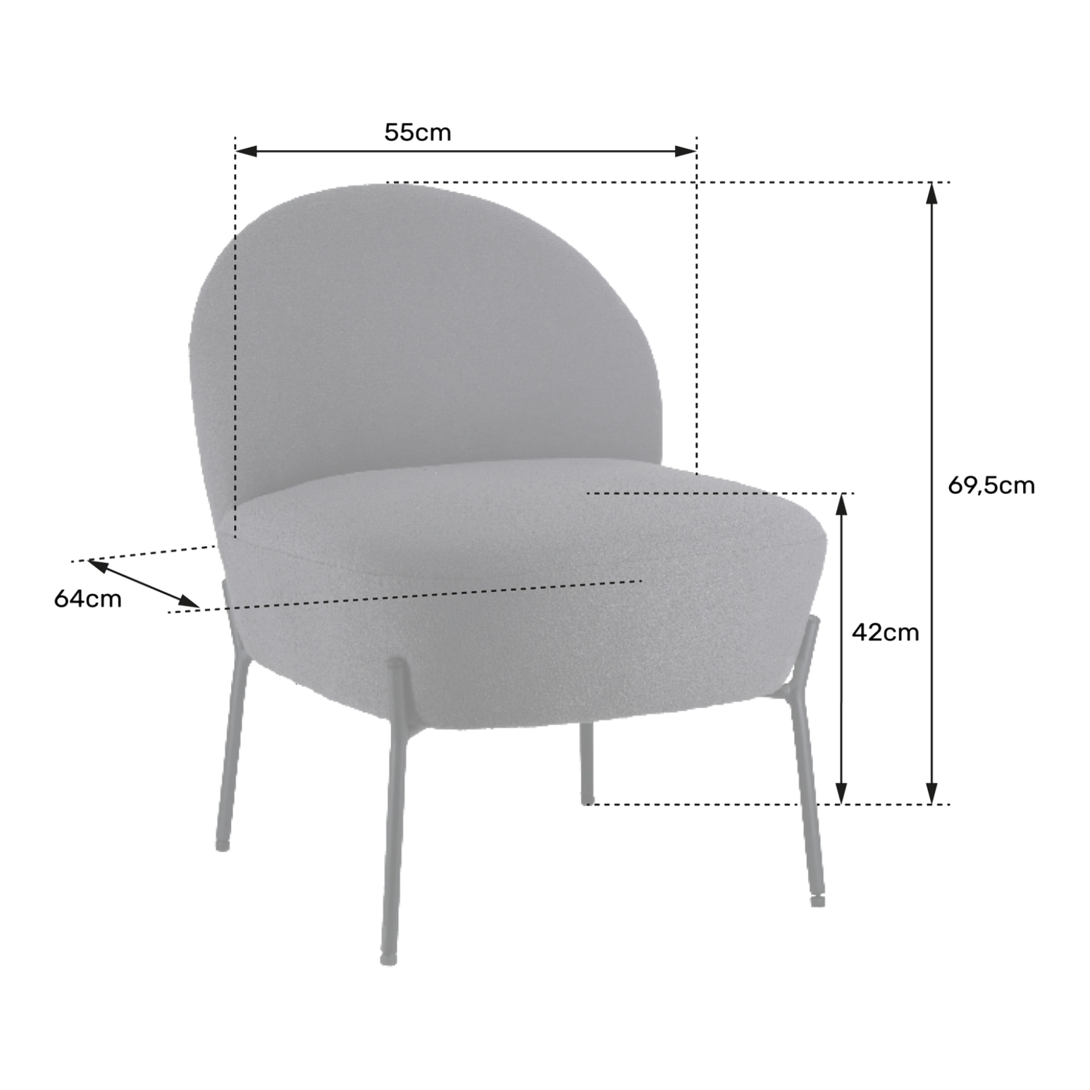 Fauteuil en tissu bouclette écru HELMI
