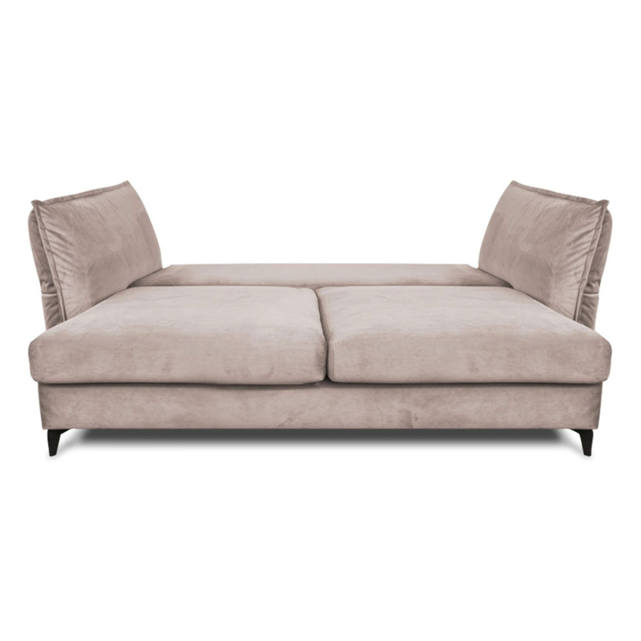 Canapé Velours Beige Droit Convertible Verduro - 3 Places