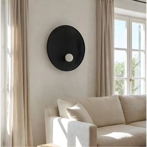 LEDS C4 Trip - Aplique de Pared Interior Ø460mm E14 Aluminio y Acero Negro con Difusor de Cristal Opal