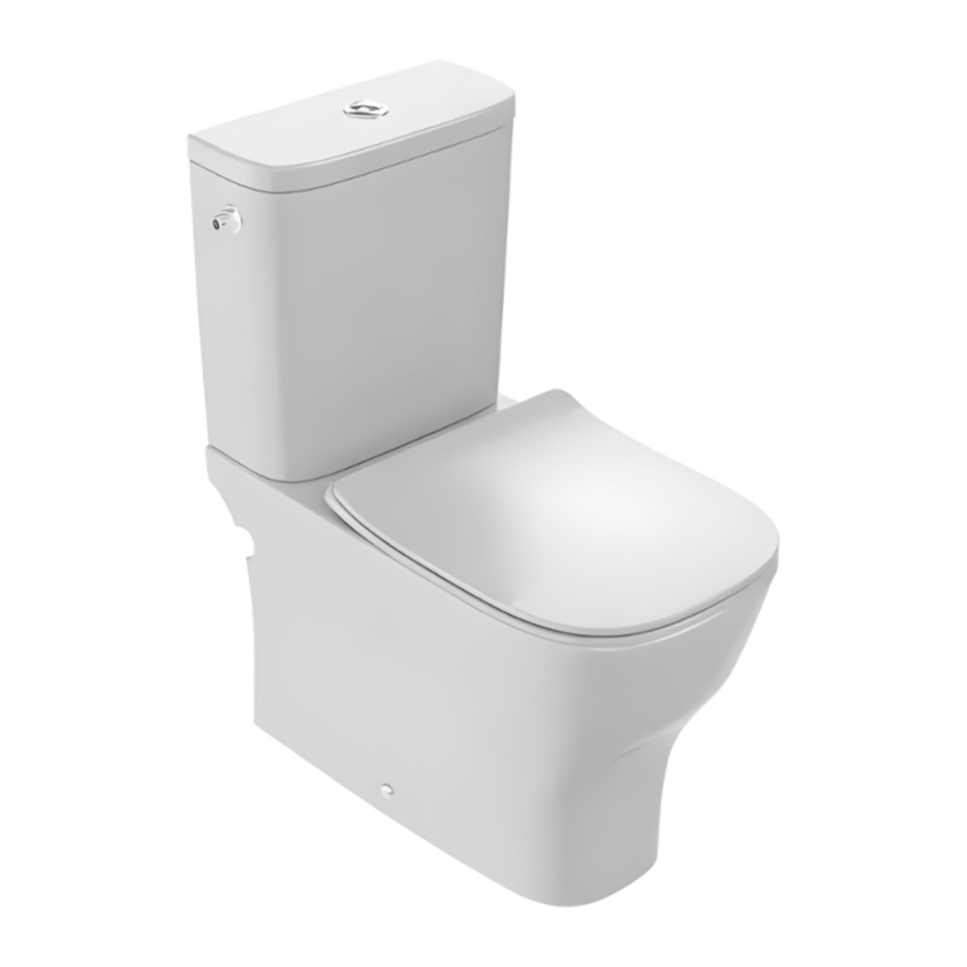 WC à poser compact sans bride sortie universelle avec abattant extra-plat, déclipsable et frein de chute