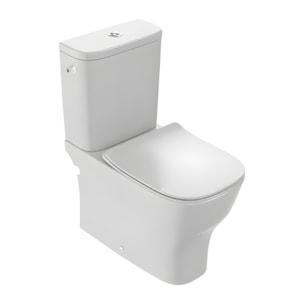 WC à poser compact sans bride sortie universelle avec abattant extra-plat, déclipsable et frein de chute