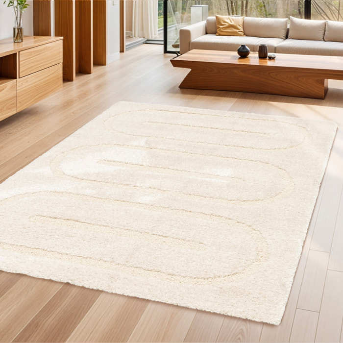 Tapis intérieur motifs géométriques crème MAE